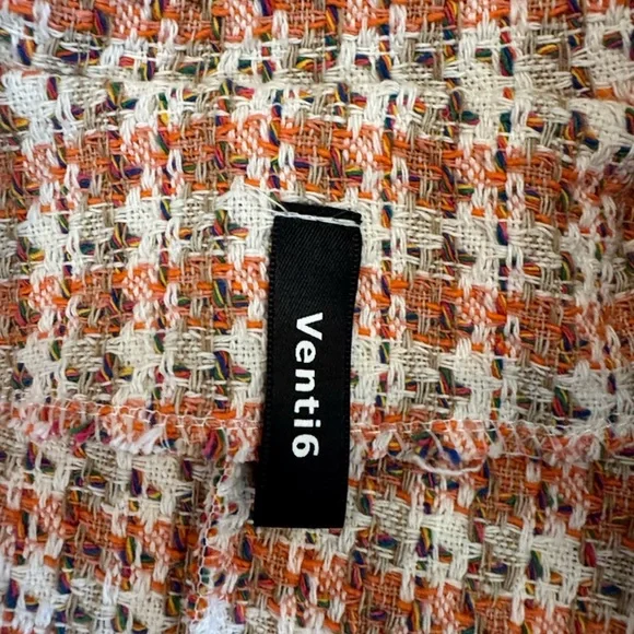 Venti6 Italian Boucle Tweed Belted Jacket Orange Cream Tailored Coat M - Picture 5 of 6